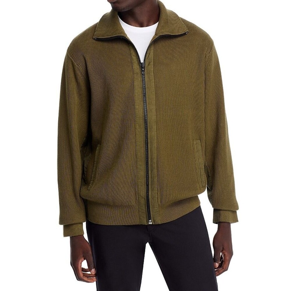 RAG & BONE Sweater Mens XL Green Zip Up Rib Knit Washed Dexter Andrew $328